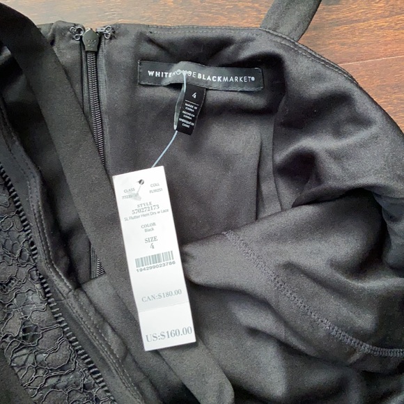 WHBM Flutter Hem Black Lace Insert Dress - Picture 7 of 8